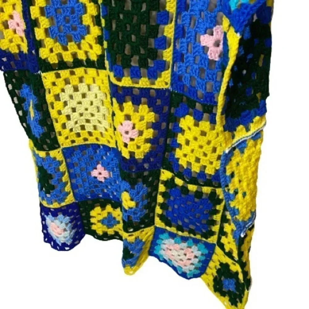 Hand crocheted granny square baby Afghan size 49” X 37”